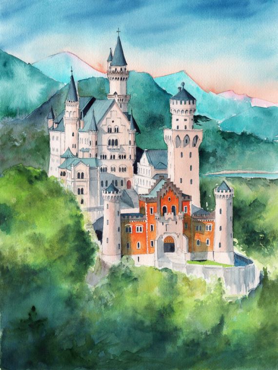 Купить и печать на заказ Картины Замок Нойшванштайн