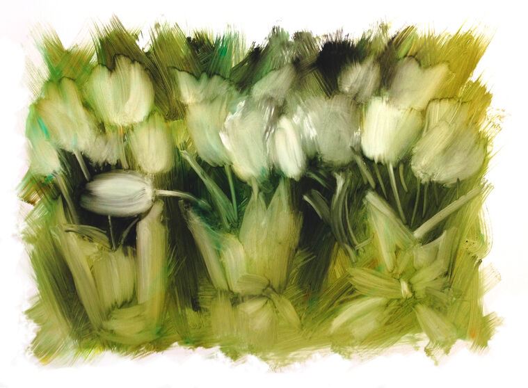 Купить и печать на заказ Картины Белые тюльпаны маслом