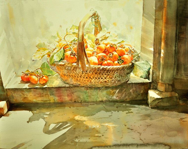 Репродукции картин Basket of persimmons in the sun