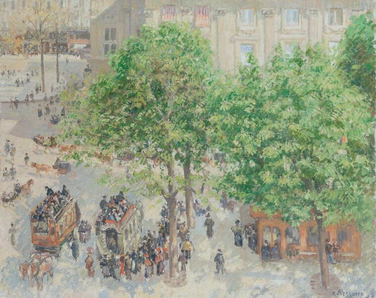 Reproduction paintings Place du théâtre français in Paris (Camille Pissarro)