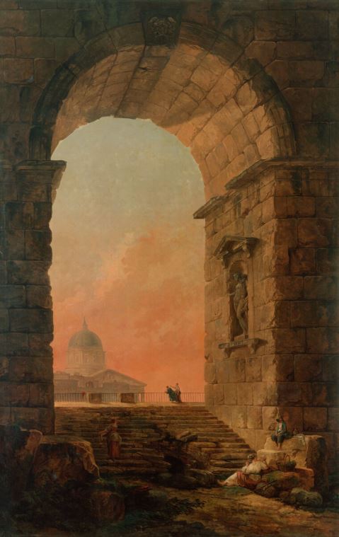 Репродукции картин Landscape with an Arch and The Dome of St Peter's in Rome (Hubert Robert)