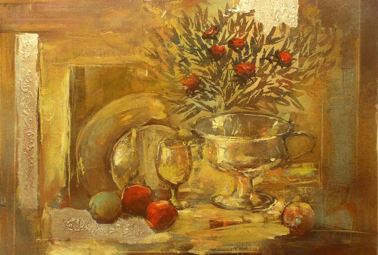 Купить и печать на заказ Репродукции картин Золотистый натюрморт