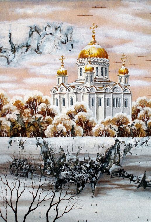 Купить и печать на заказ Репродукции картин Храм Христа Спасителя в Москве