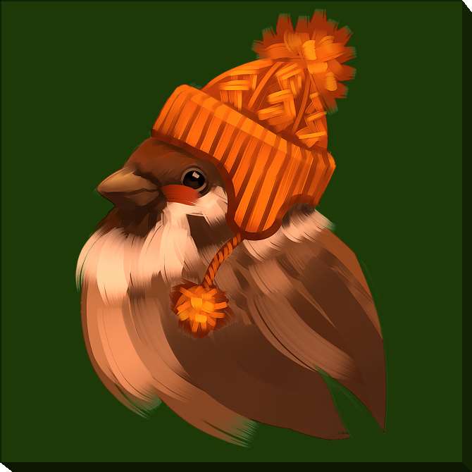 Картины на холсте Series a bird in шапке_3