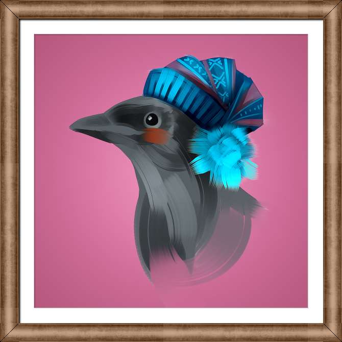 Купить и печать на заказ Картины на холсте Галка в шапке