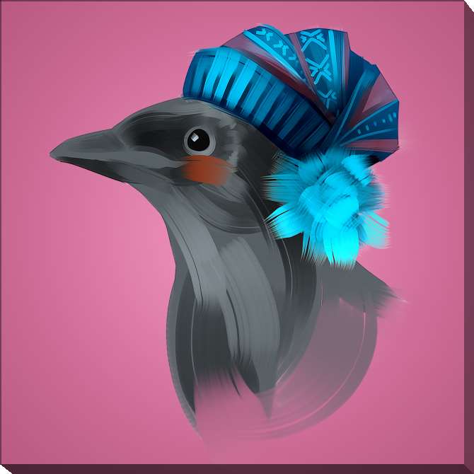 Картины на холсте Series a bird in шапке_5