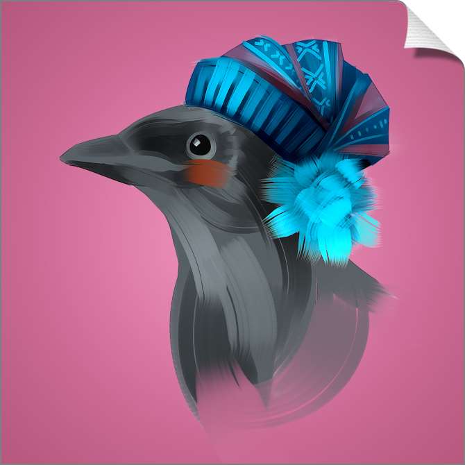 Купить и печать на заказ Картины на холсте Галка в шапке