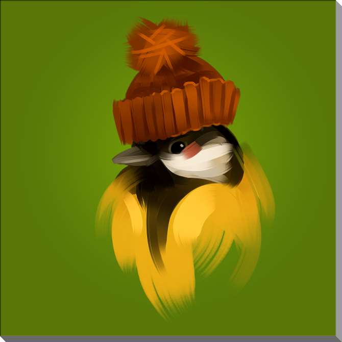 Купить и печать на заказ Картины на пластике, пеноркартоне Синица в вязаной шапке