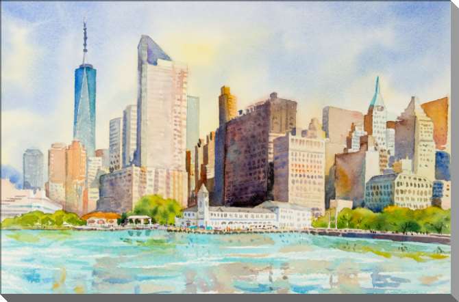 Купить и печать на заказ Картины на пластике, пеноркартоне Небоскребы Манхэттена