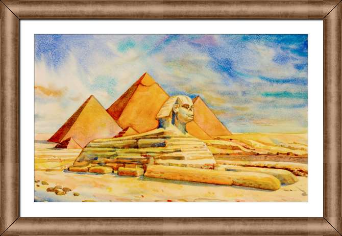Купить и печать на заказ Картины на холсте Большой сфинкс на фоне пирамид
