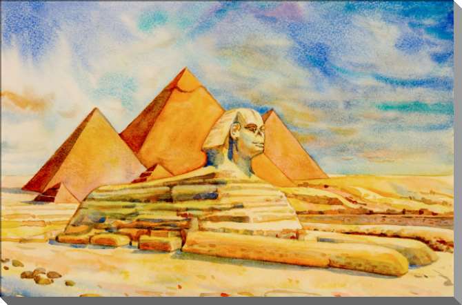 Купить и печать на заказ Картины на пластике, пеноркартоне Большой сфинкс на фоне пирамид