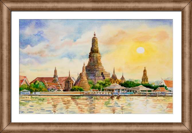 Купить и печать на заказ Картины на холсте Храм Ват Арун на закате