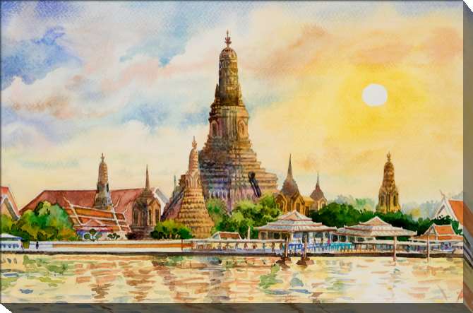 Paintings on canvas Series watercolor famous места_6