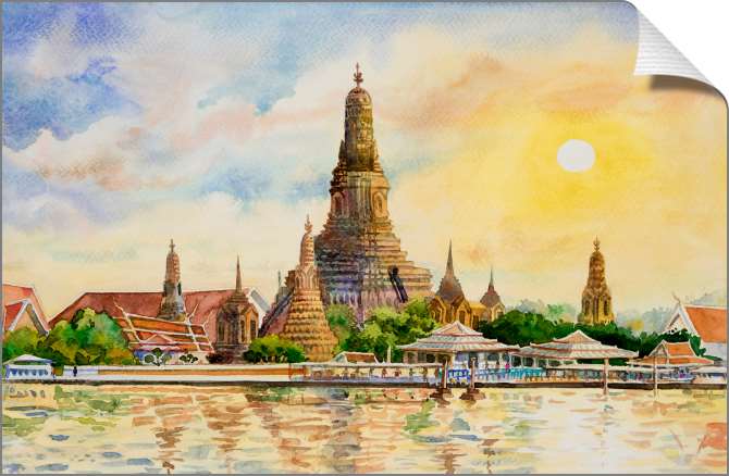 Купить и печать на заказ Картины на холсте Храм Ват Арун на закате