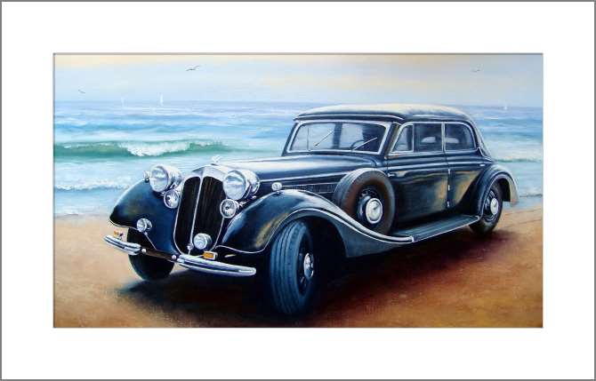 Купить и печать на заказ Картины, фото с паспарту Ретро машина