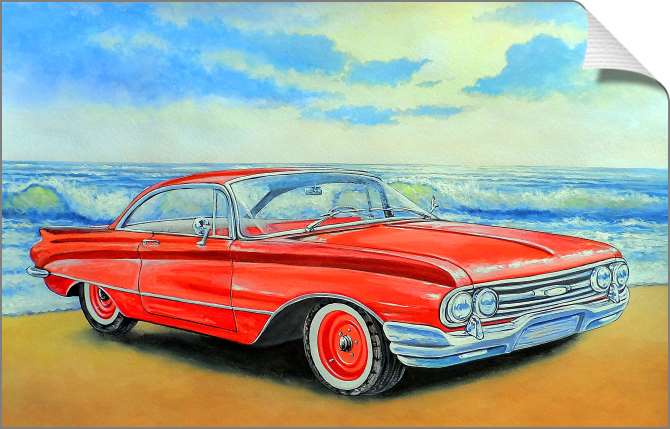 Купить и печать на заказ Картины на холсте Красный автомобиль