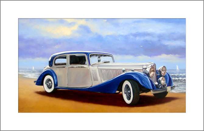 Купить и печать на заказ Картины, фото с паспарту Винтажный автомобиль