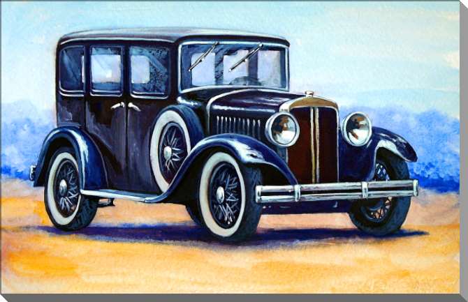 Купить и печать на заказ Картины на пластике, пеноркартоне Черная ретро машина