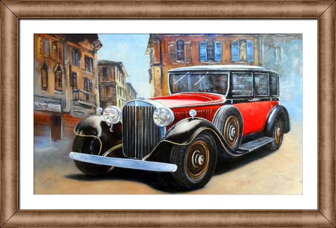 Купить и печать на заказ Картины на холсте Ретро машина в городе