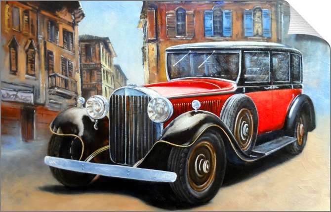 Купить и печать на заказ Картины на холсте Ретро машина в городе