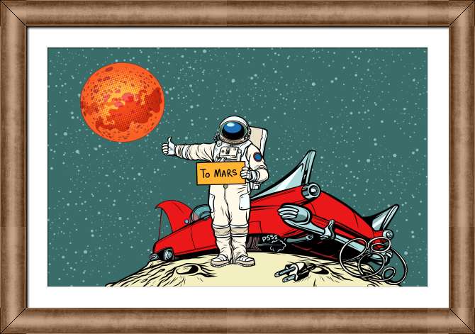 Купить и печать на заказ Картины на холсте Автостопом до Марса