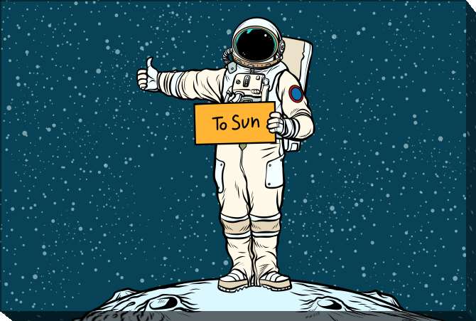 Paintings on canvas Series the astronaut and the car in the style of комикс_4