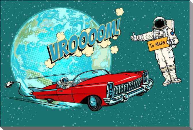 Купить и печать на заказ Картины на пластике, пеноркартоне Автостоп в открытом космосе