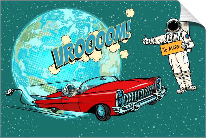 Купить и печать на заказ Картины на холсте Автостоп в открытом космосе