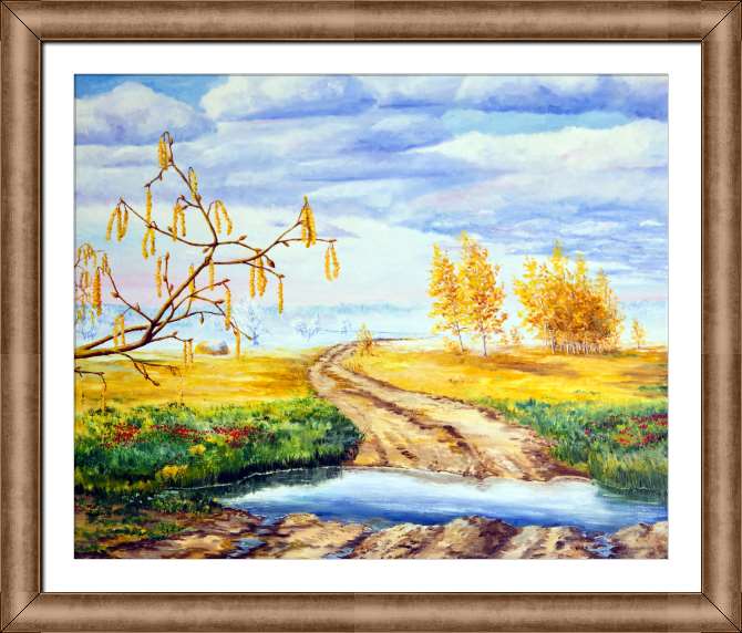 Купить и печать на заказ Картины на холсте Полевая дорога осенью