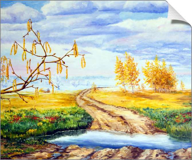 Купить и печать на заказ Картины на холсте Полевая дорога осенью