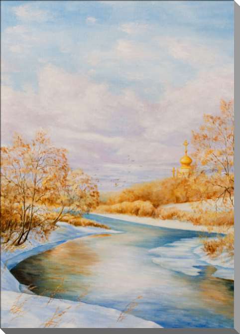 Купить и печать на заказ Картины на пластике, пеноркартоне Тихая зимняя река