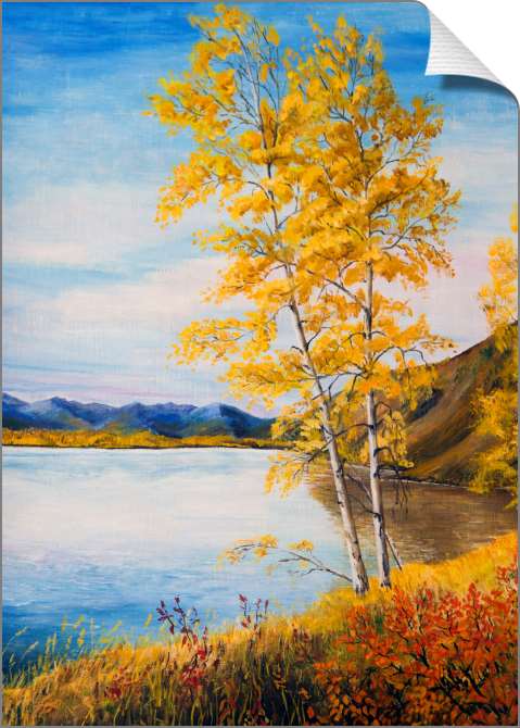 Купить и печать на заказ Картины на холсте Две березы на берегу