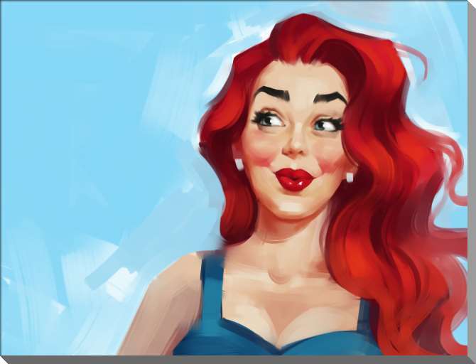 Купить и печать на заказ Картины на пластике, пеноркартоне Девушка с красными волосами