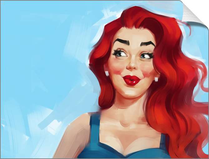 Купить и печать на заказ Картины на холсте Девушка с красными волосами