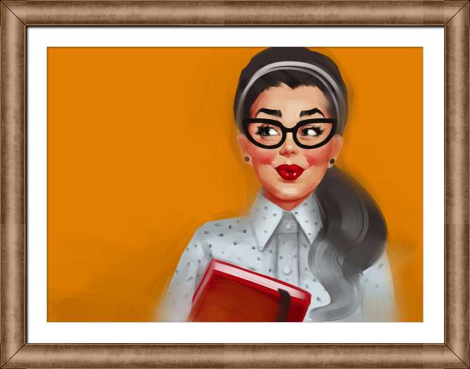 Купить и печать на заказ Картины на холсте Яркая брюнетка в очках