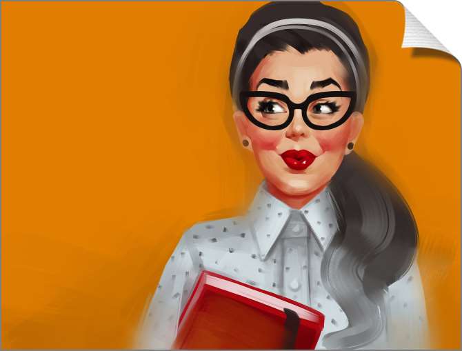 Купить и печать на заказ Картины на холсте Яркая брюнетка в очках