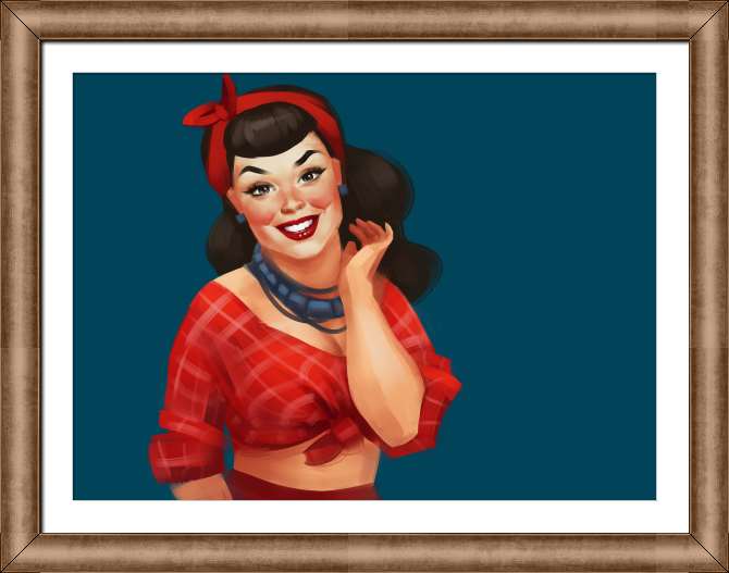 Купить и печать на заказ Картины на холсте Брюнетка с красной повязкой