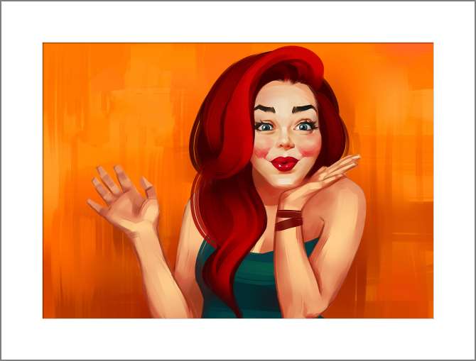 Купить и печать на заказ Картины, фото с паспарту Восхищенная красотка