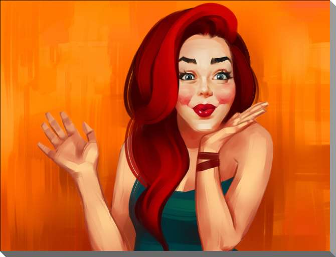 Купить и печать на заказ Картины на пластике, пеноркартоне Восхищенная красотка