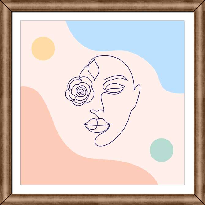 Картины в рамке, багете A series of Female faces linear-pyatnovaya композиция_2