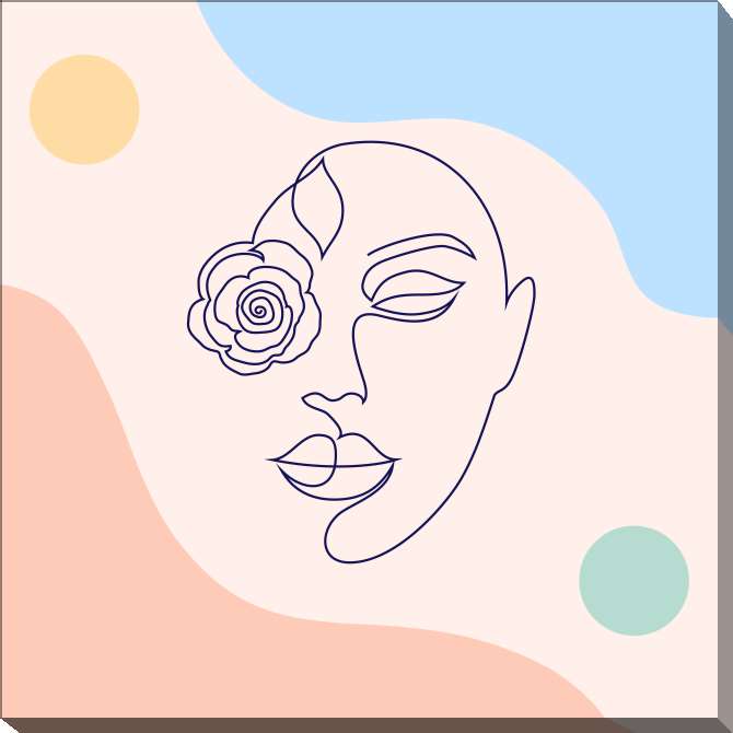 Paintings on canvas A series of Female faces linear-pyatnovaya композиция_2