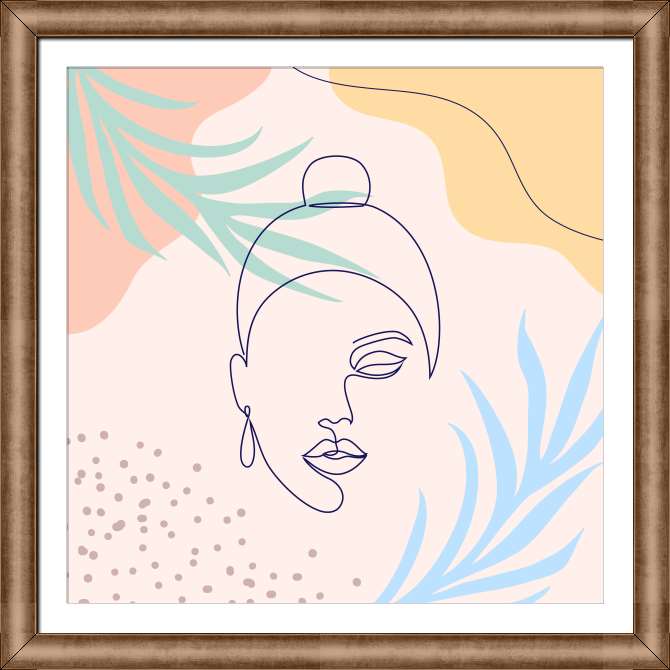 Картины в рамке, багете A series of Female faces linear-pyatnovaya композиция_3