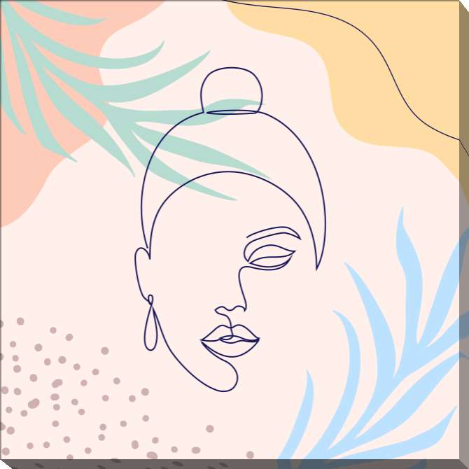 Paintings on canvas A series of Female faces linear-pyatnovaya композиция_3