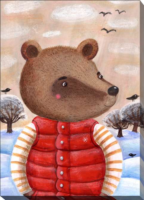 Картины на холсте Bear in red waistcoat
