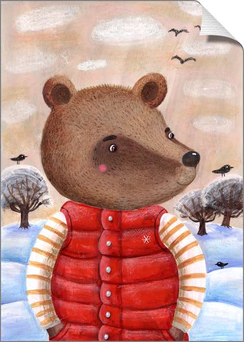 Купить и печать на заказ Картины на холсте Медведь в красной жилетке