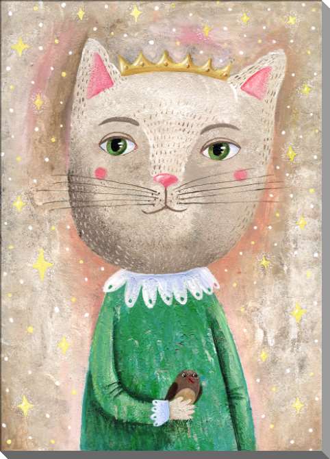 Купить и печать на заказ Картины на пластике, пеноркартоне Принцесса кошка с птичкой