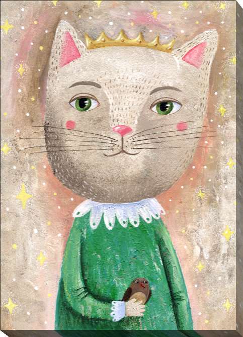 Картины на холсте Princess cat with a bird