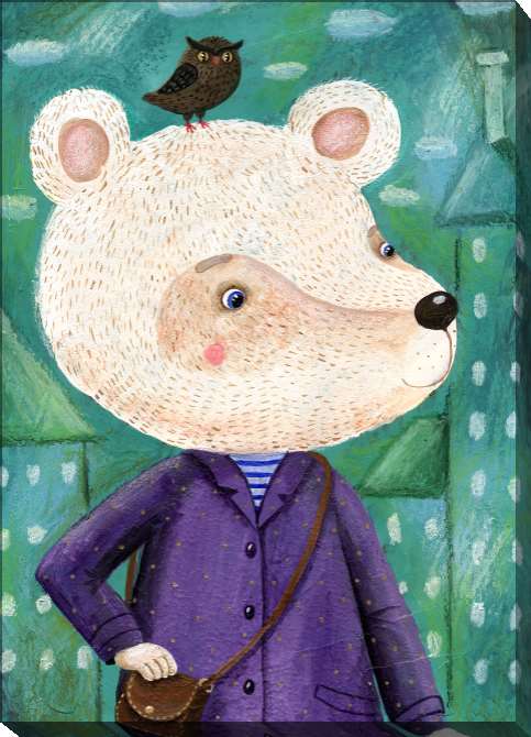 Картины на холсте Fabulous polar bear on urban background