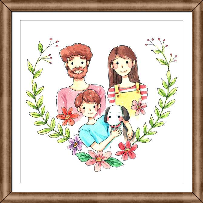 Картины на холсте Семейная иллюстрация