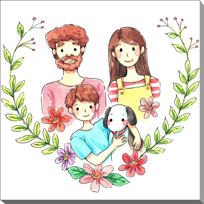 Paintings on canvas Family illustration